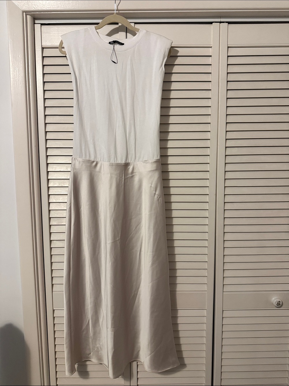 H&M White Top with Cream Satin Maxi Dress
